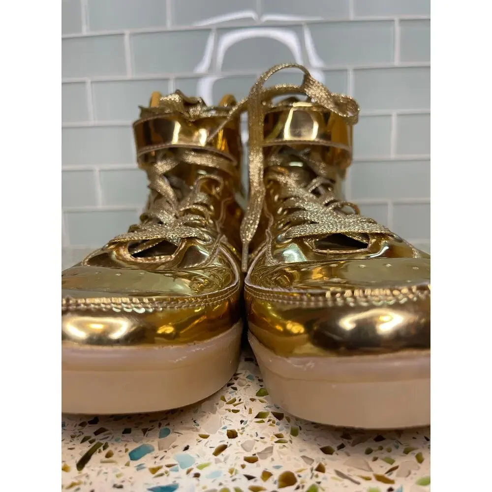 Metallic Gold High Top LED Light Up Sneakers Rechargeable Womens Size 8.5 EU 39